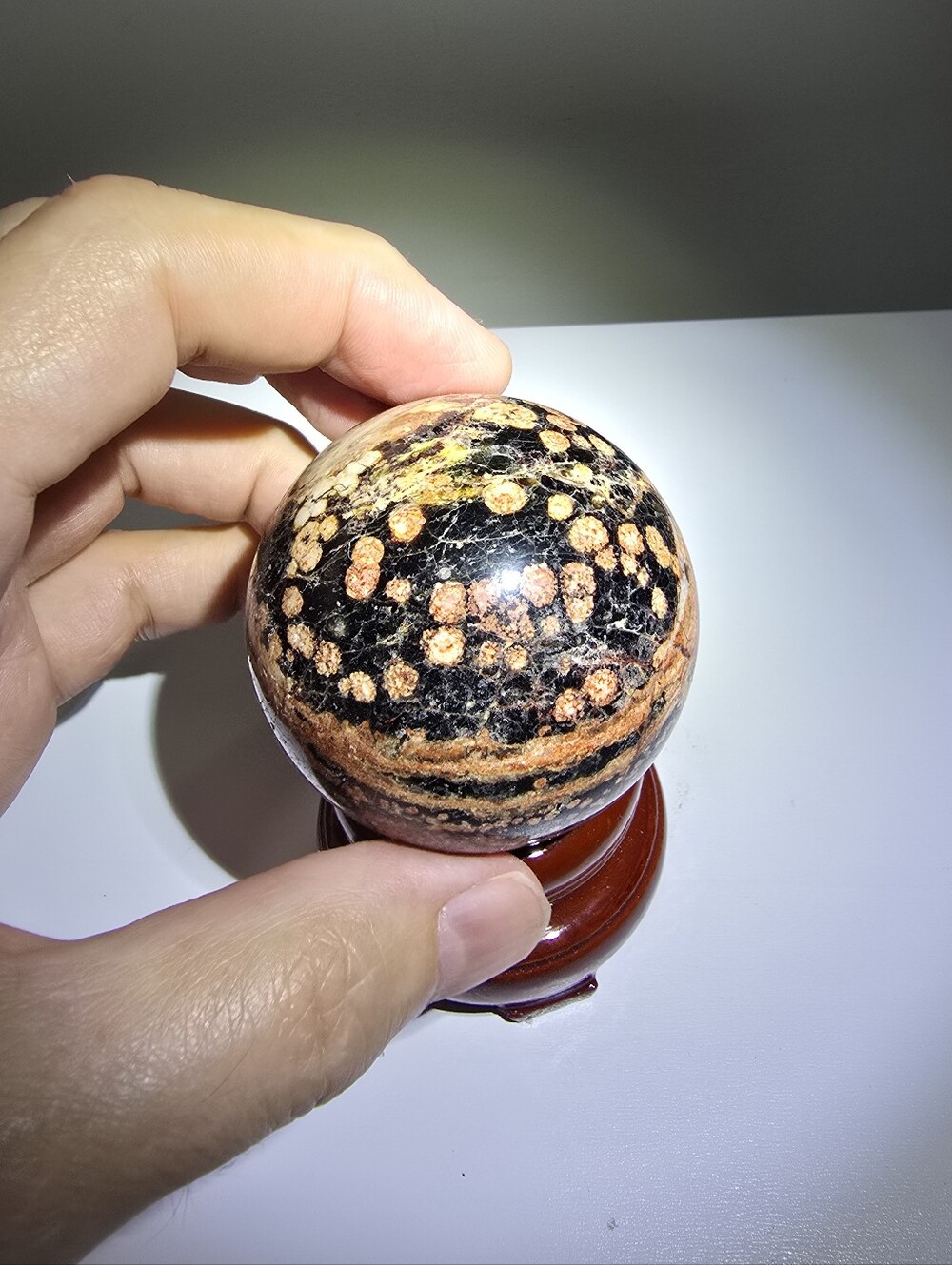 0.4 lbs Fireworks Obsidian Crystal Sphere #B 56 mm